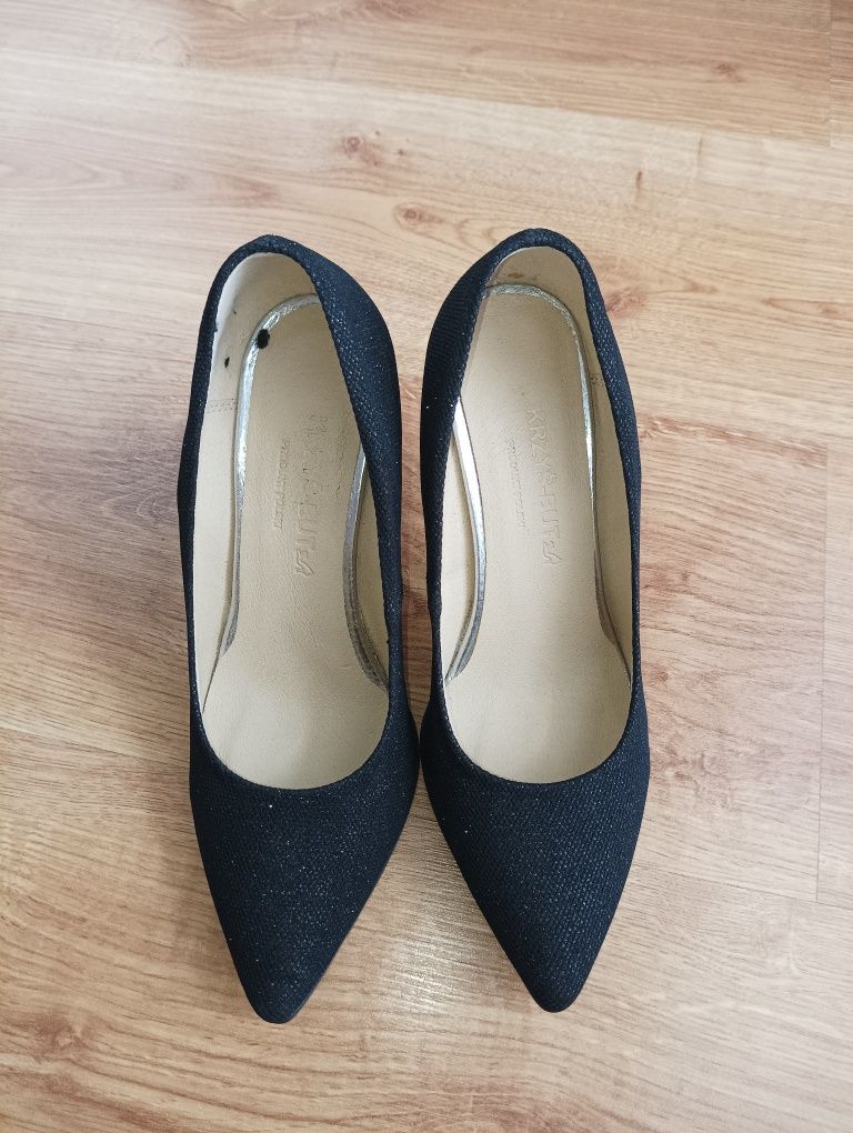 Czarne na obcasie eleganckie buty damskie rozmiar 36
