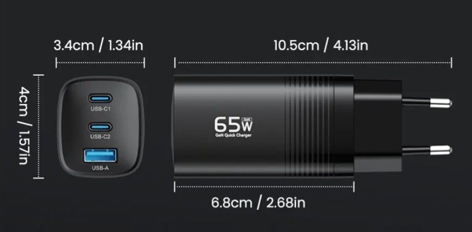 65W Ładowarka sieciowa + kabel usb-c