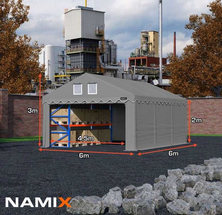 Namiot COMFORT 6x6 magazynowy handlowy garaż PVC 560g/m2