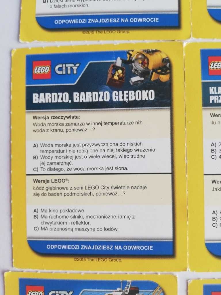 36 kart Lego City edukacyjne zagadki odpowiedzi karty