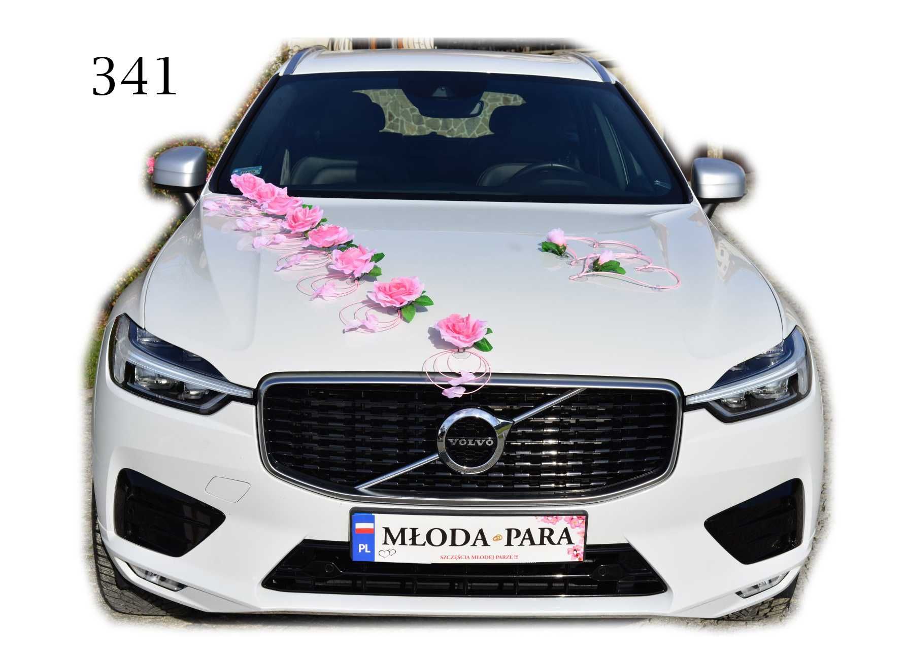 ŚLICZNA dekoracja na samochód do ślubu PUDROWY RÓŻ 341
