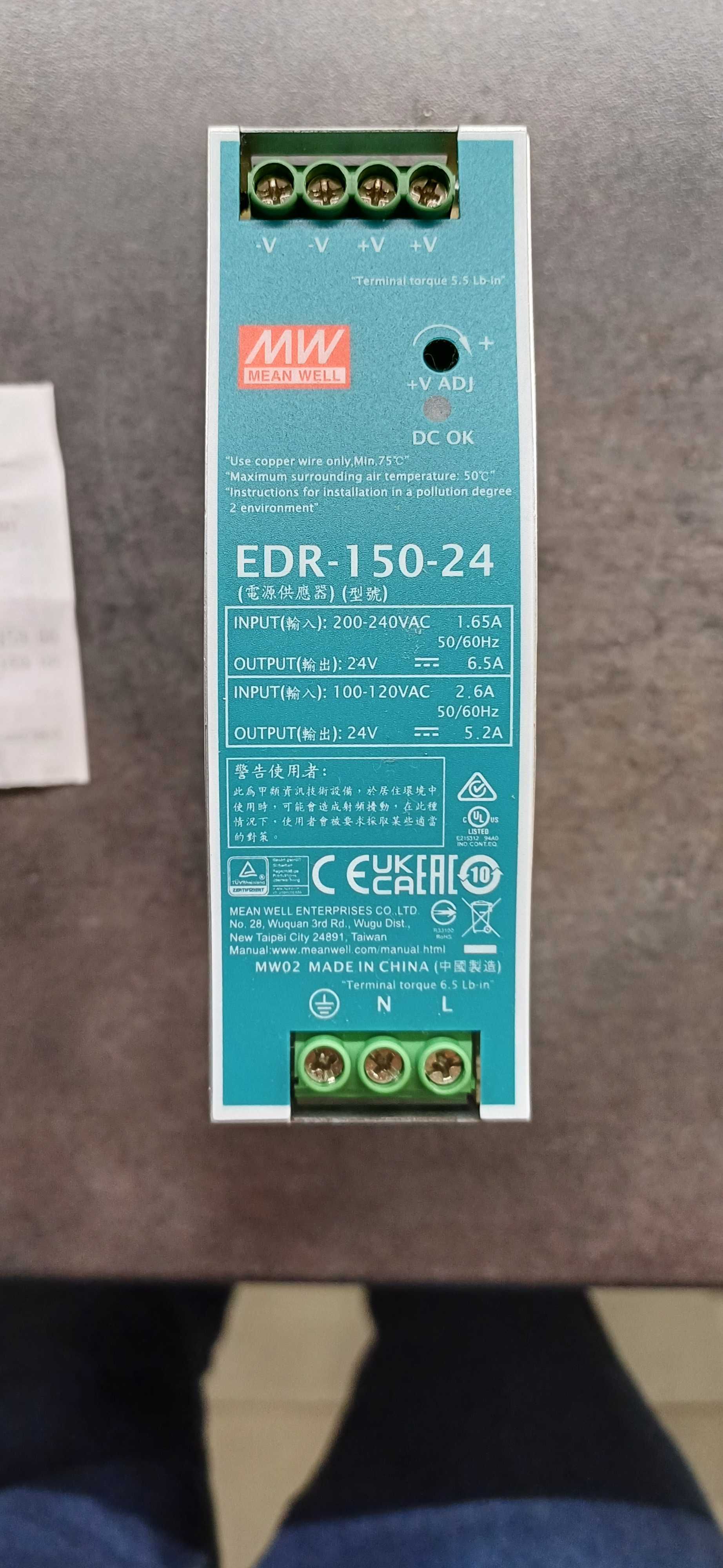 Zasilacz impulsowy 24 V, 6.5 A Mean Well EDR-150-24