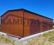Garaż blaszany 12x6 | Drewnopodobny | odwrócony dwuspadowy dach