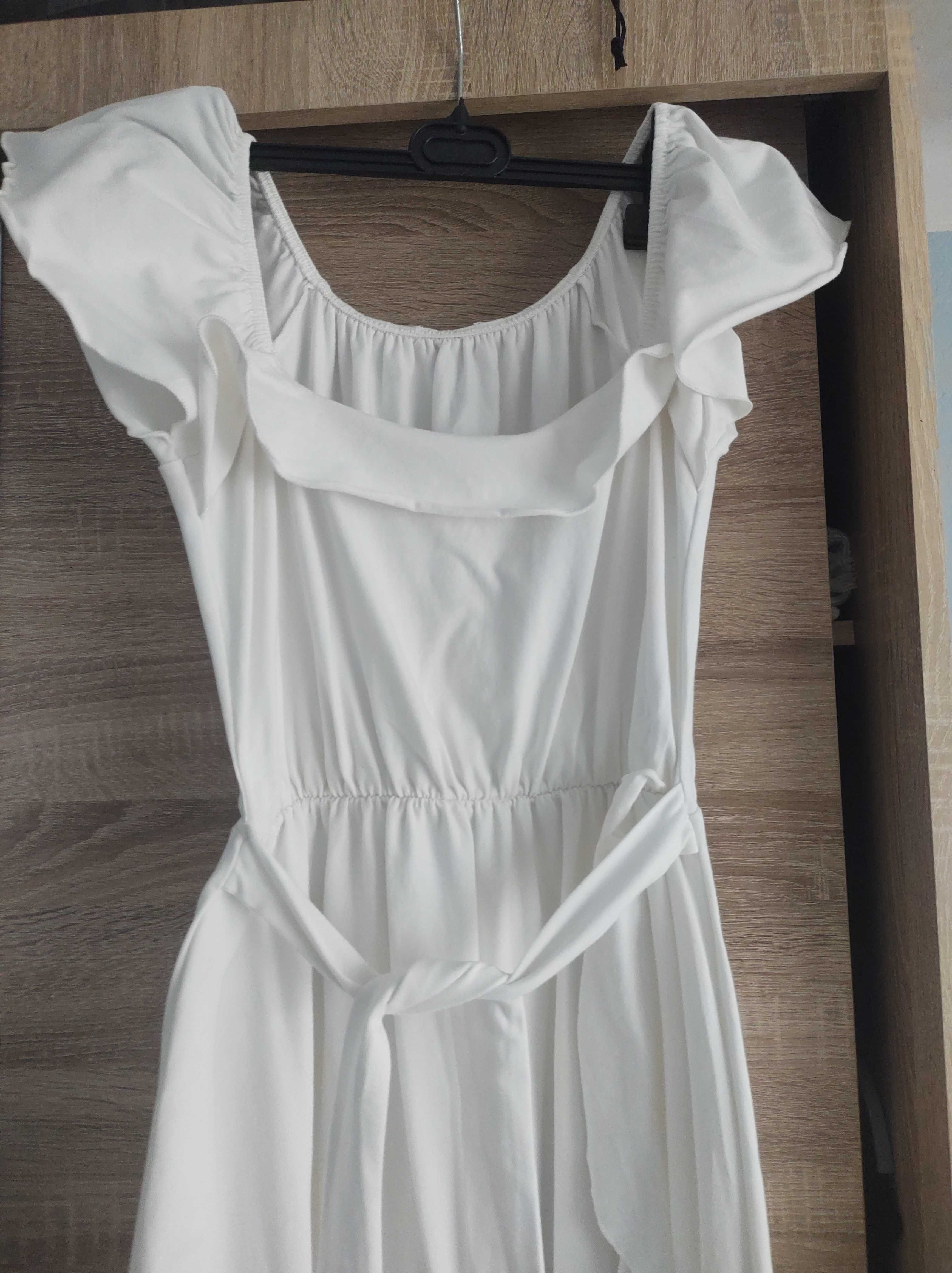 Biała długa Maxi sukienka boho M