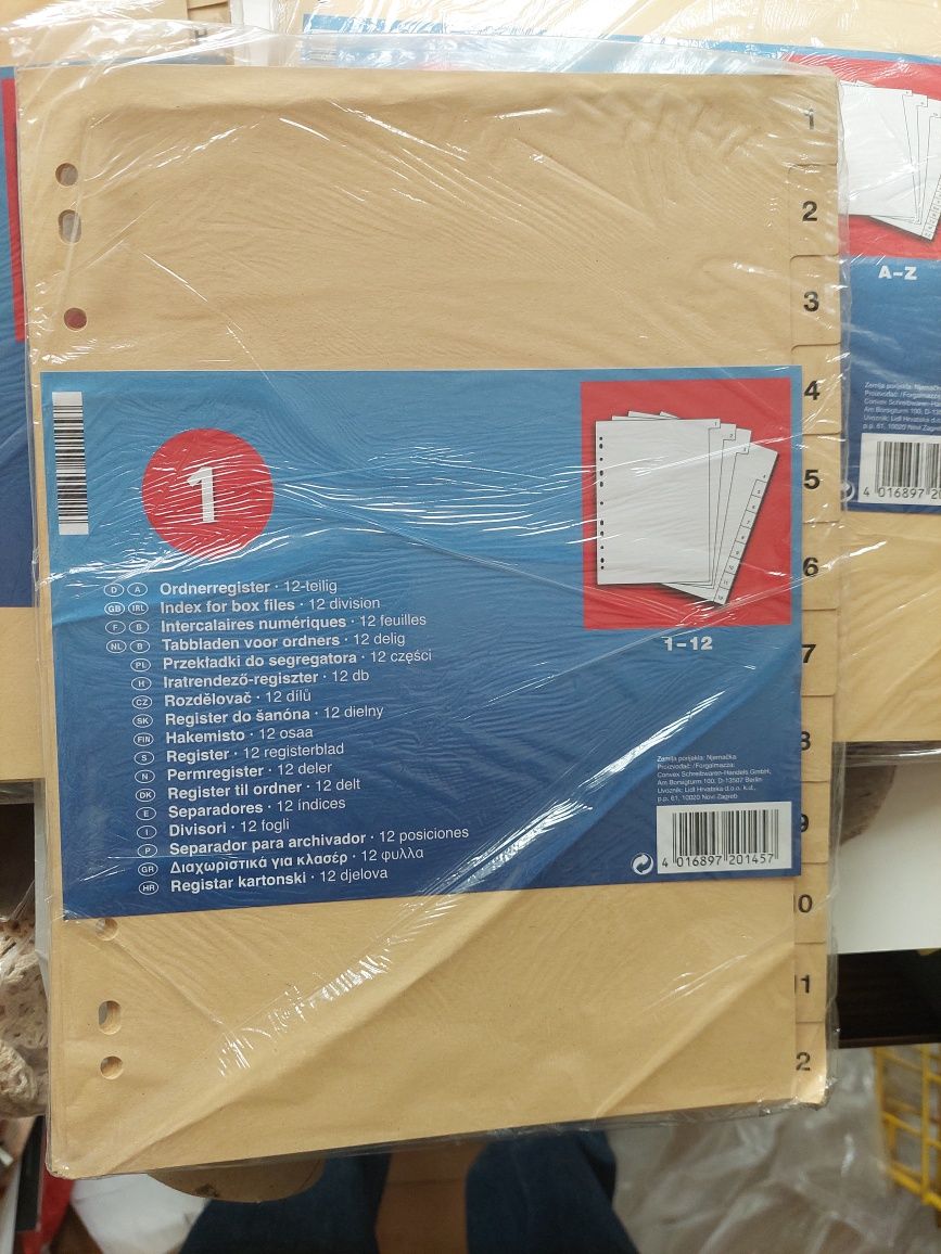 3 separadores novos em cartolina numéricos e alfabeticos