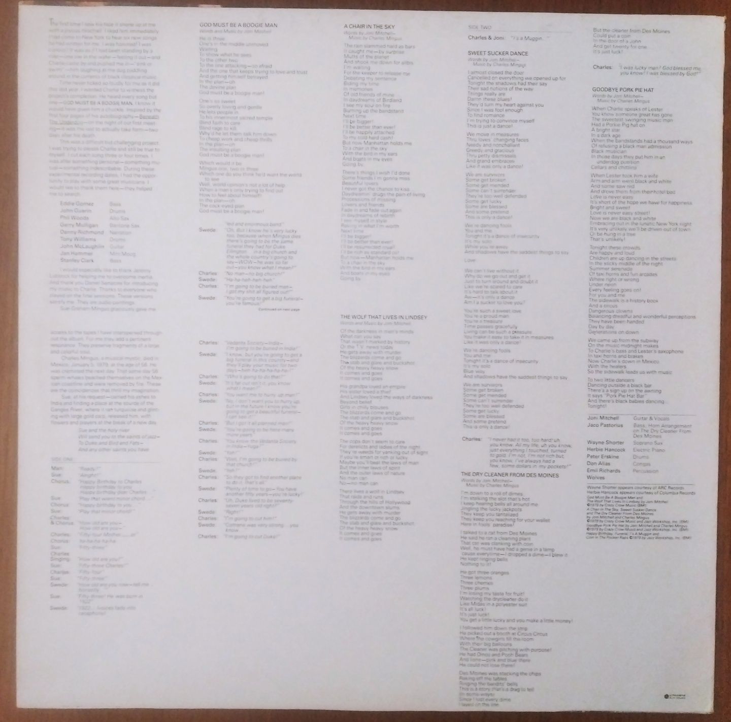 Joni Mitchell disco de vinil "Mingus"