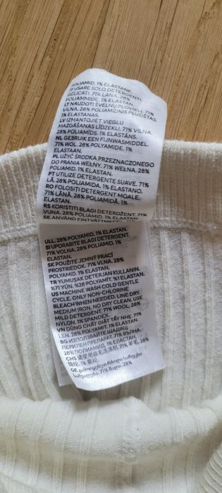 Rajstopy H&M 74/80/86 wełniane, kremowe, ecru, białe