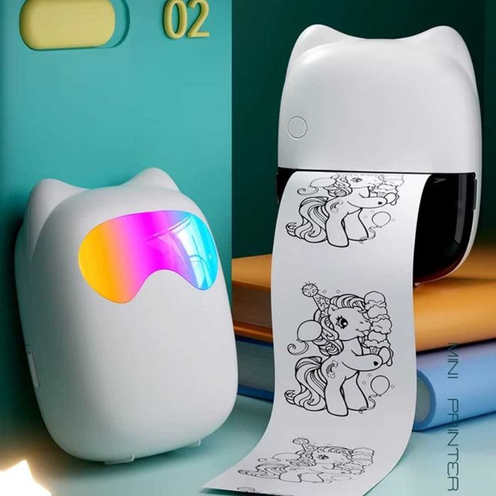Дитячий термопринтер міні принтер для дітей безпроводний з підсвіткою