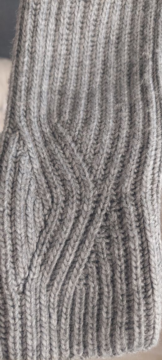 Ciemnoszary długi sweter oversize zapinany kardigan splot Zara Knit M