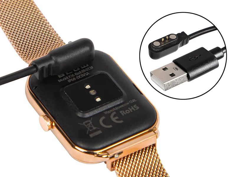 Zegarek damski smartwatch X16 funkcja rozmowy różowy + dodatkowy pasek