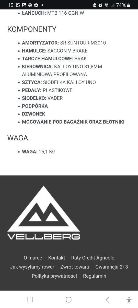 Rower crossowy damski Vellberg