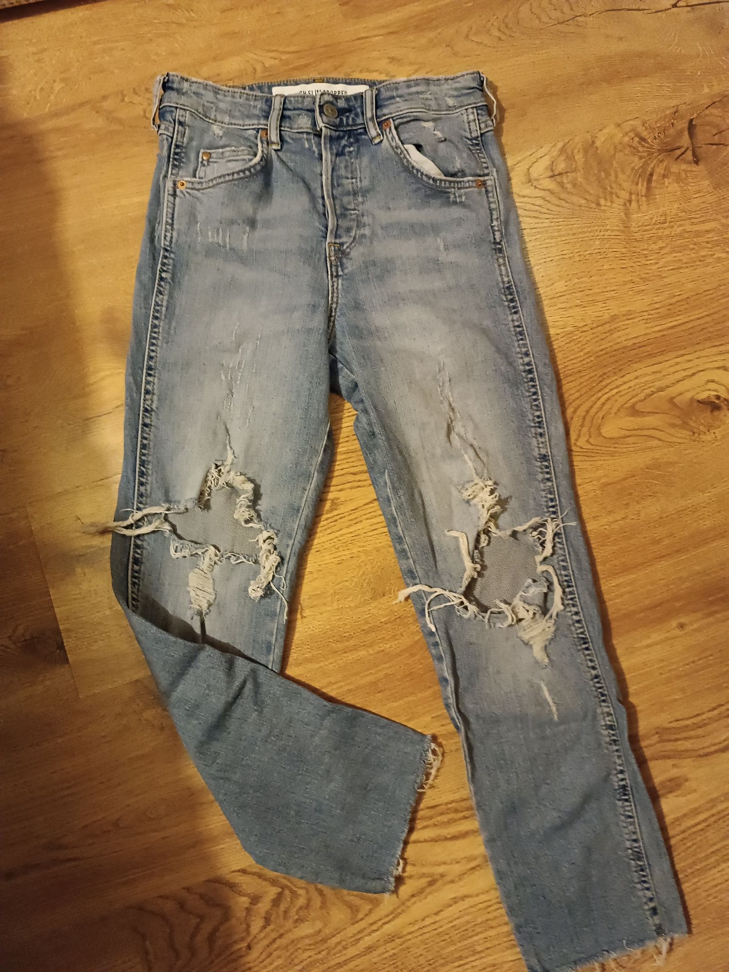 Spodnie Dżinsy H&M 34 High Slim Cropped