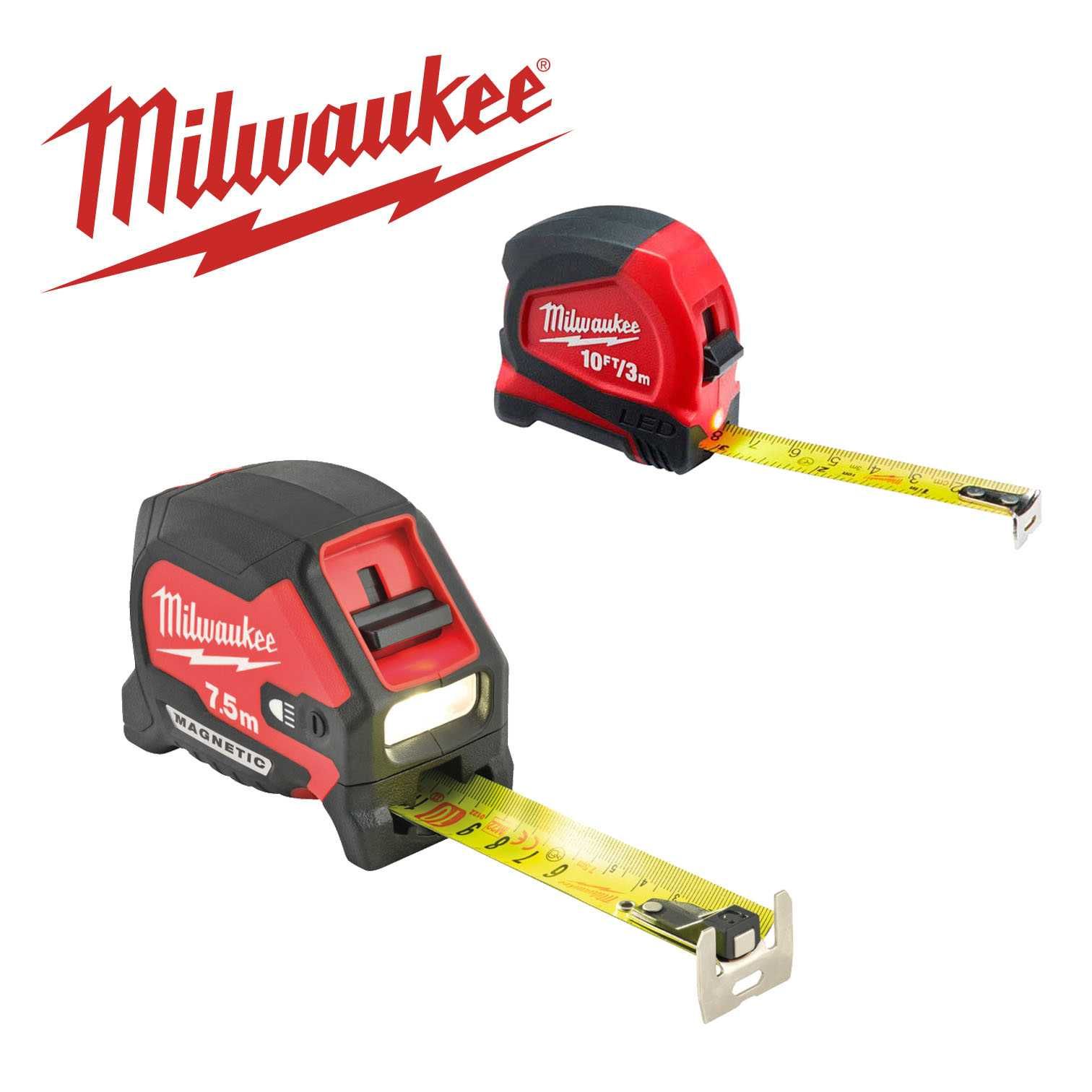 Рулетка метрична Milwaukee з LED підсвіткою 3м, 7.5м