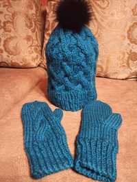 Зимний комплект Шапка и рукавички шапка, рукавиці
