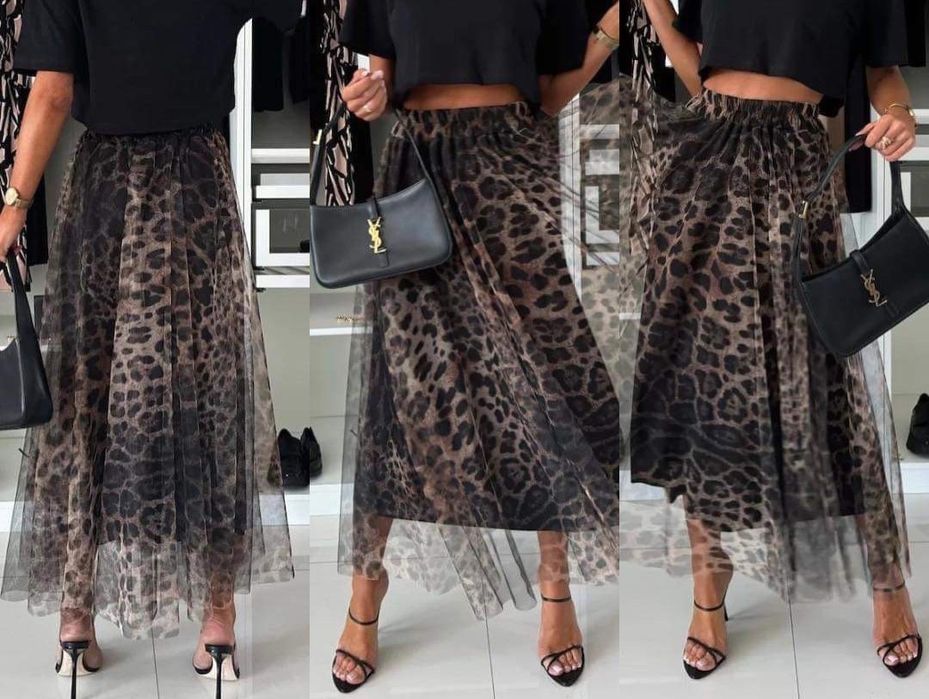 Spódnica panterka z siateczki,midi