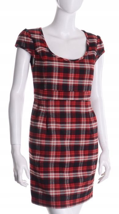 BE BEAU ciepła sukienka w kratkę r. 34