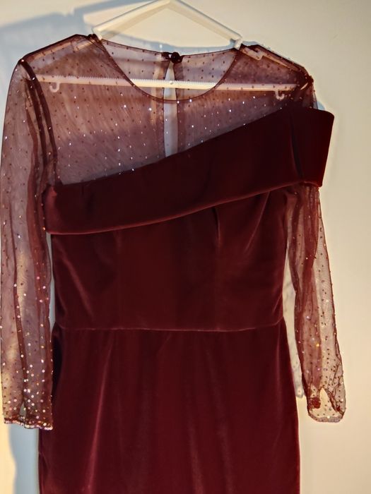 Fabuloso Vestido Comprido Grená de Cerimónia