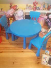 Stół i trzy krzesła Ikea mammut dla dzieci