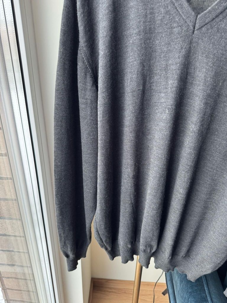 Sweter męski ciemny szary März Marz Classic 100% wełna L 40 XL 42