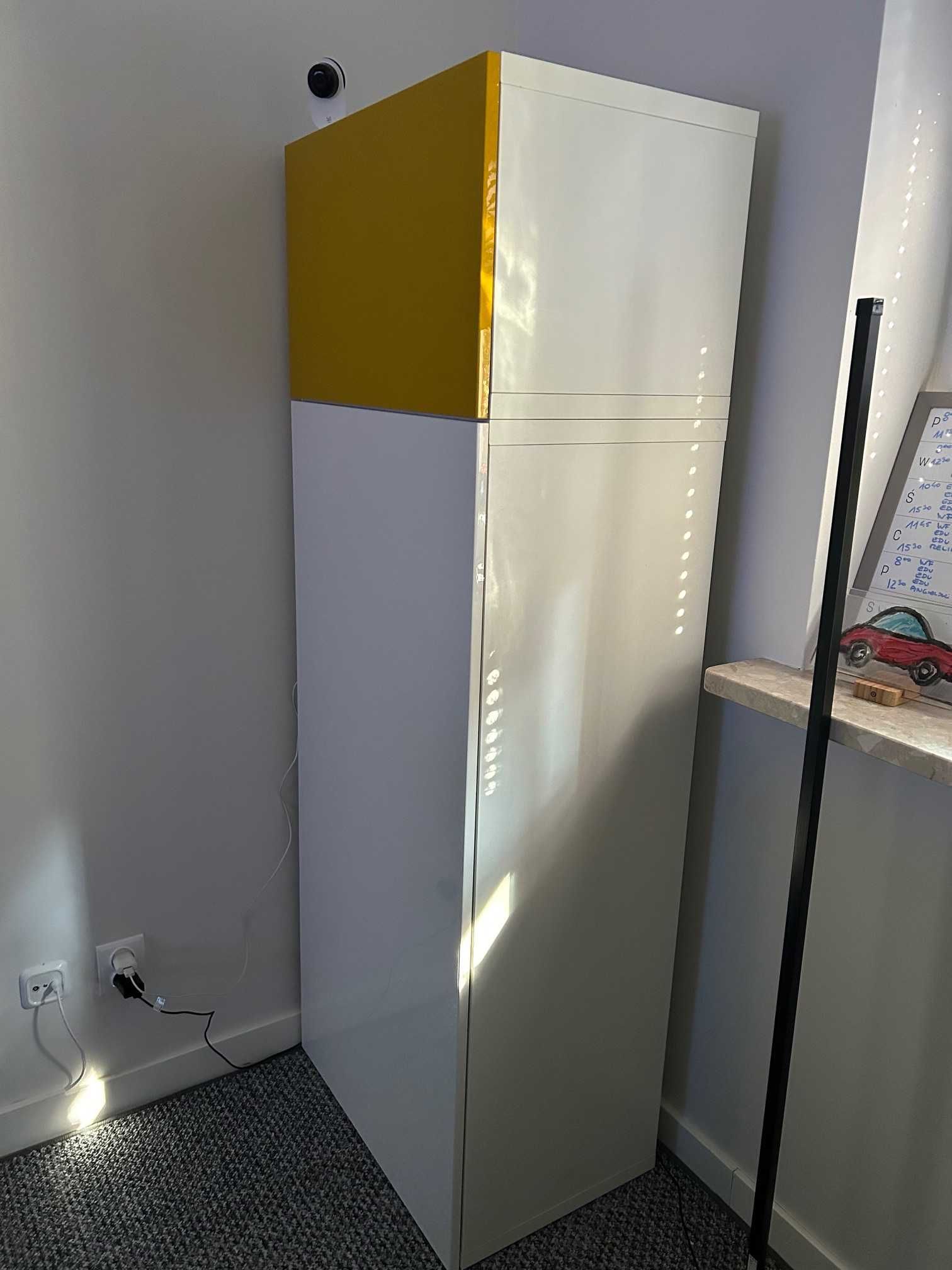Szafka IKEA z drzwiczkami, biały/musztardowy połysk, 60x42x38 cm