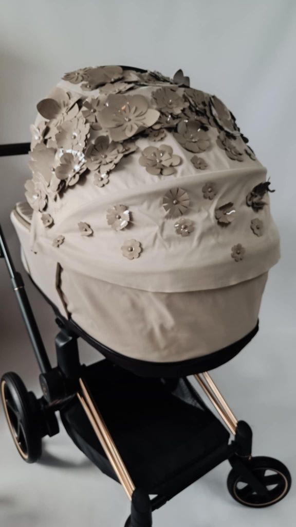 Cybex e-Priam rose gold z gondolą simply flowers beige