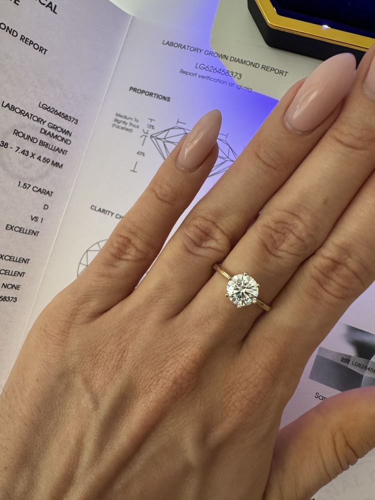 Pierścionek z diamentem 1,5 ct VS1 D, z certyfikatem IGI, z brylantem
