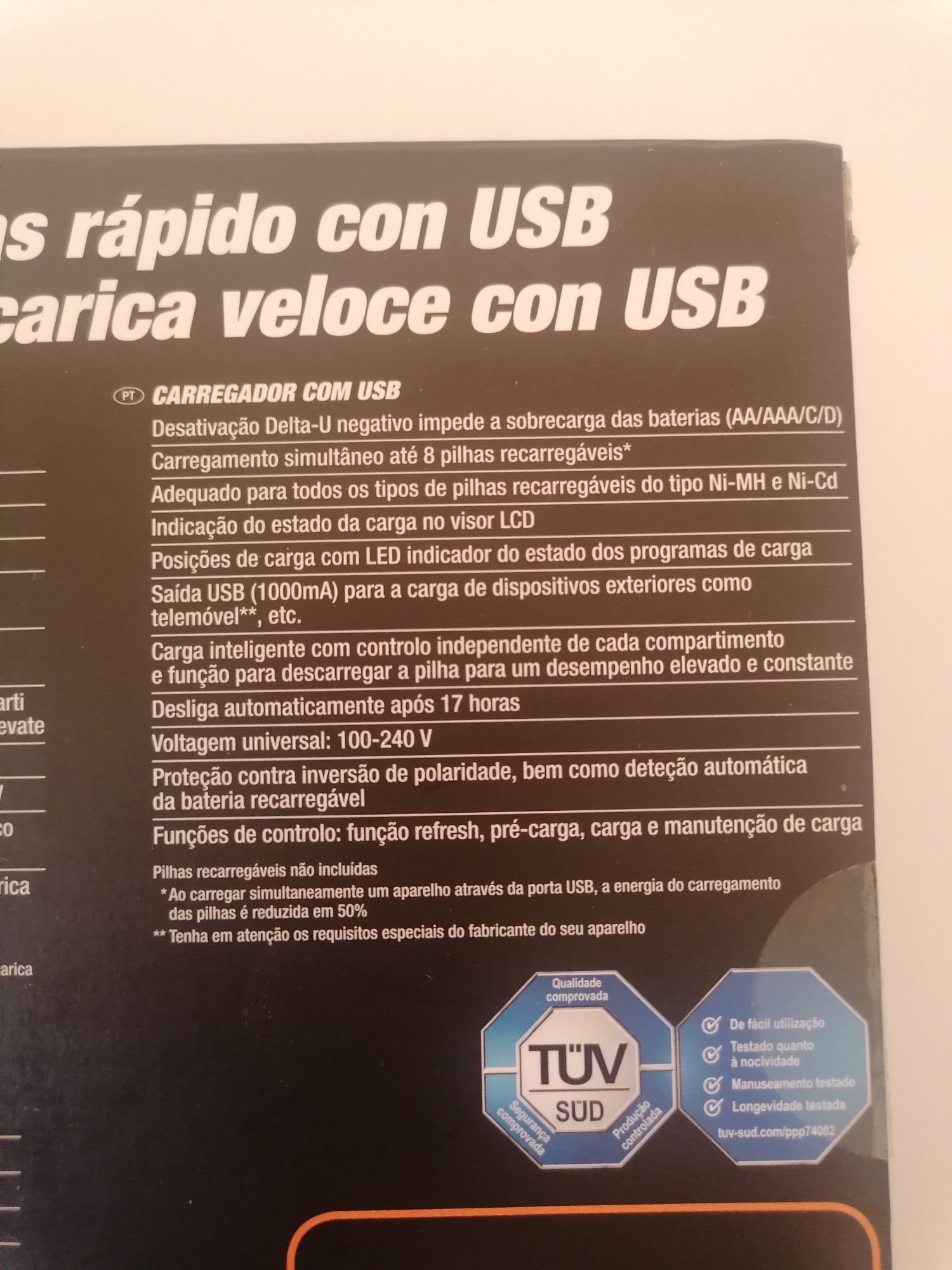 Carregador de Pilhas com USB, TRONIC
