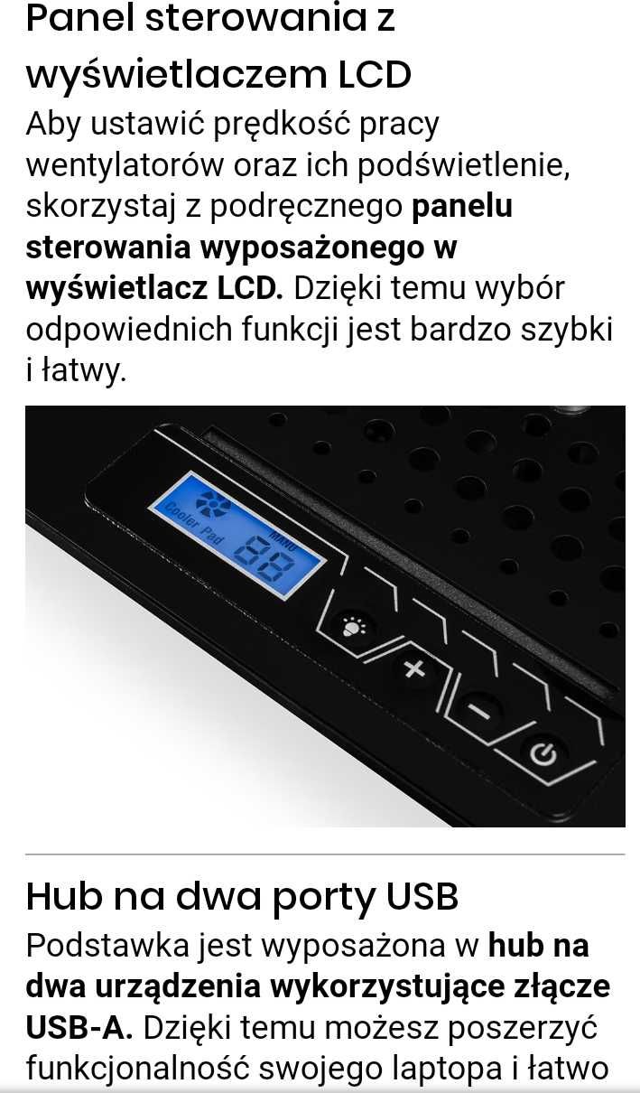 MODECOM MC-CF18 RGB podkładka chłodząca pod laptopa 15,6 do 17