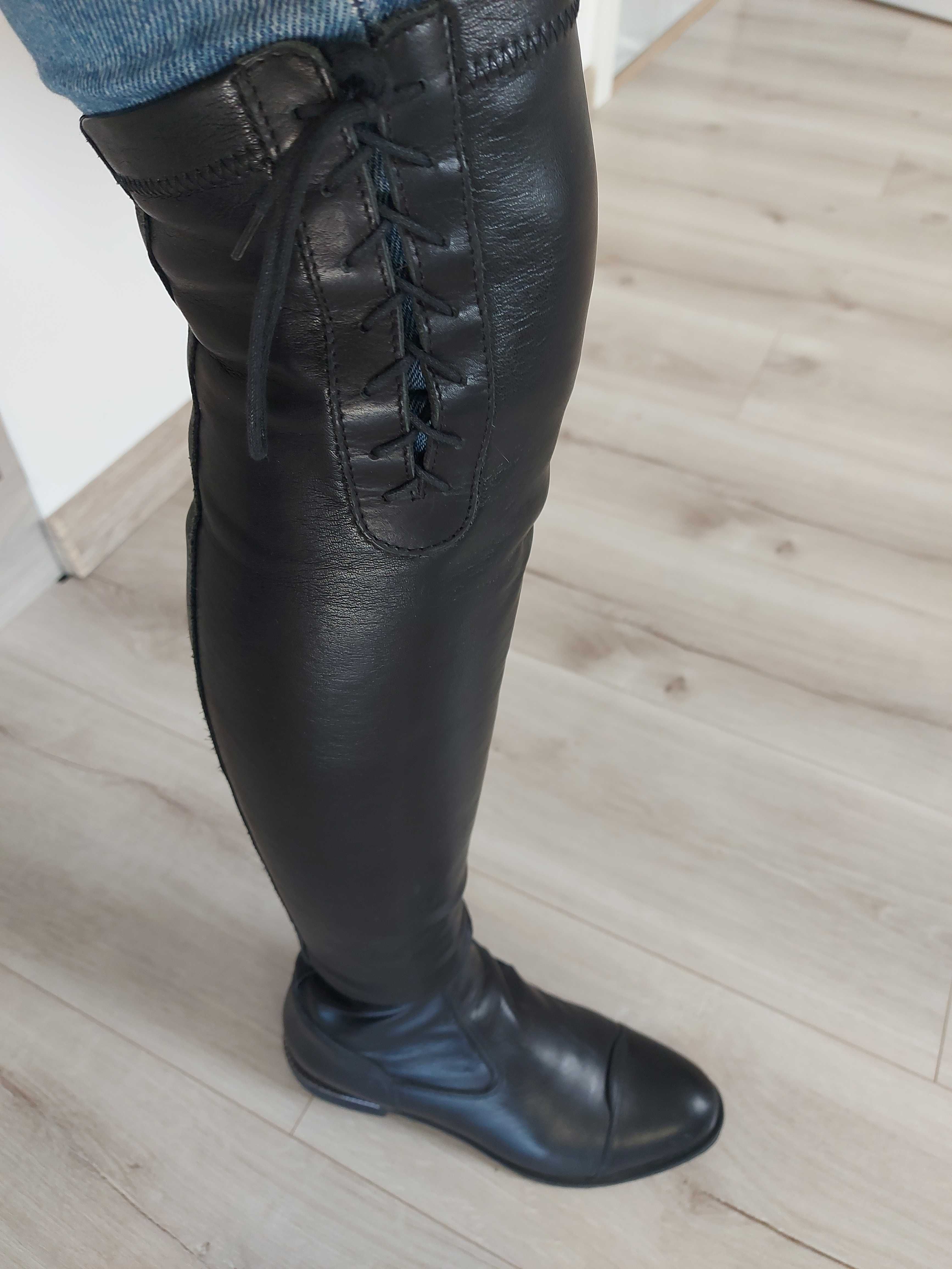 Wysokie kozaki zimowe Lasocki skóra r. 36