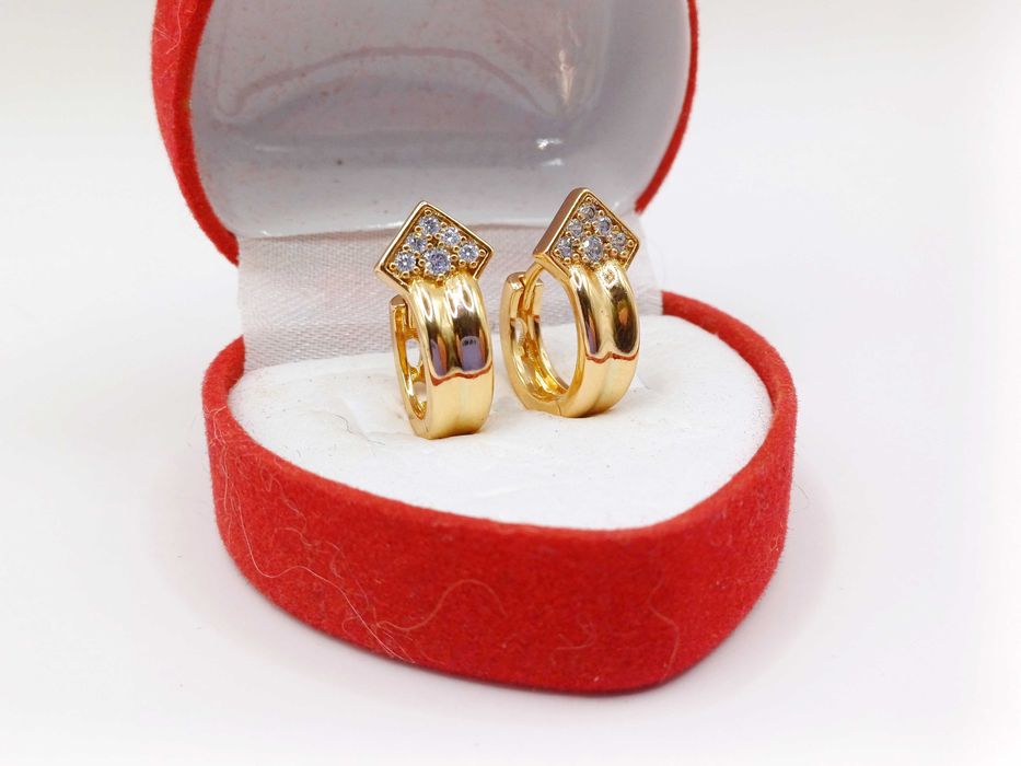 Kolczyki pozłacane kółka kółeczka z brylancikami stal chirurgiczna CA7