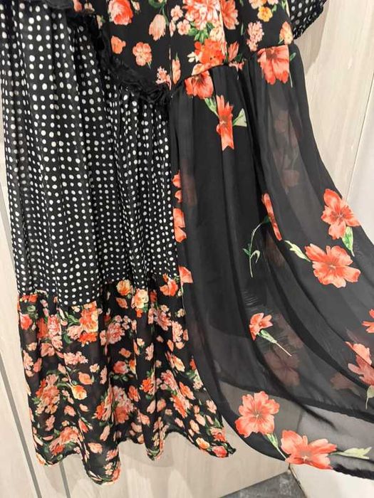 Sukienka zjawiskowa maxi długa asymetryczna kwiaty by o la la S/M