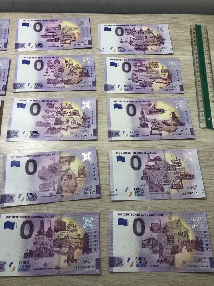 Banknoty 0 euro zestaw Die Deutchen Bundeslander