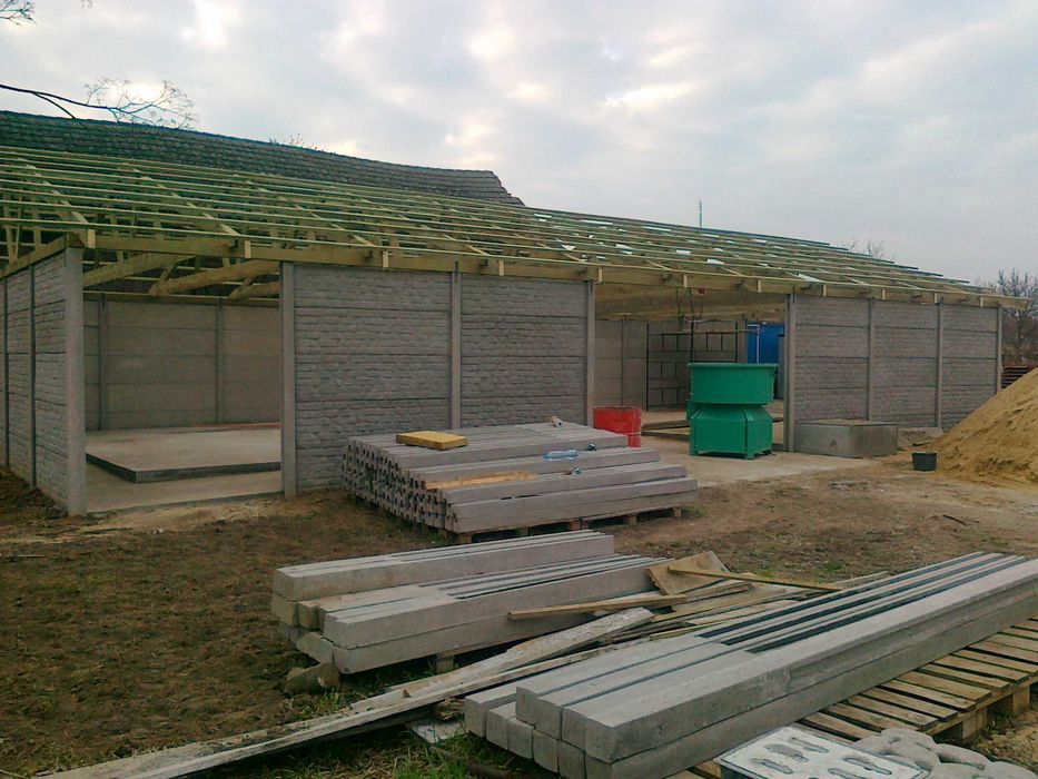 Garaże, budynki, domki, hale, ogrodzenia z płyt betonowych