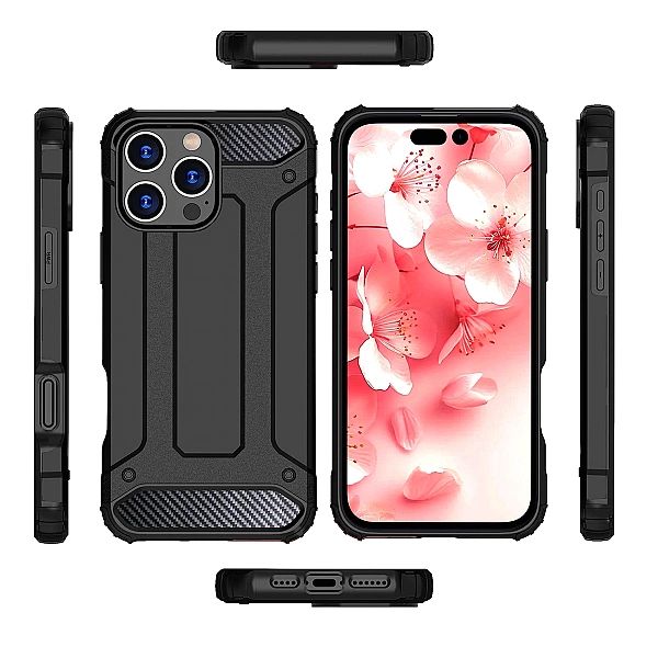 Etui Hybrid Armor pancerne na iPhone 16 Pro - czarne