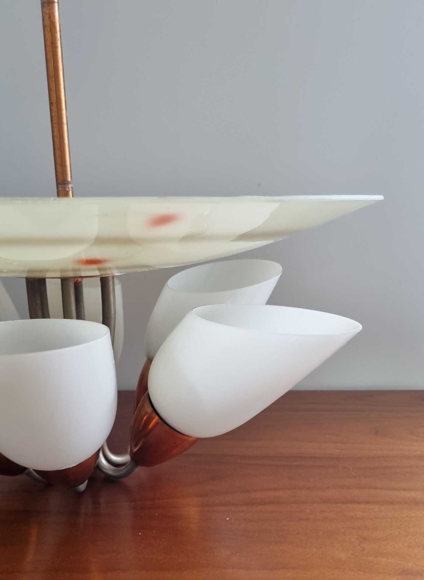 Lampa żyrandol Mid Century Design 6 ramienny Czechosłowacja Napako PRL