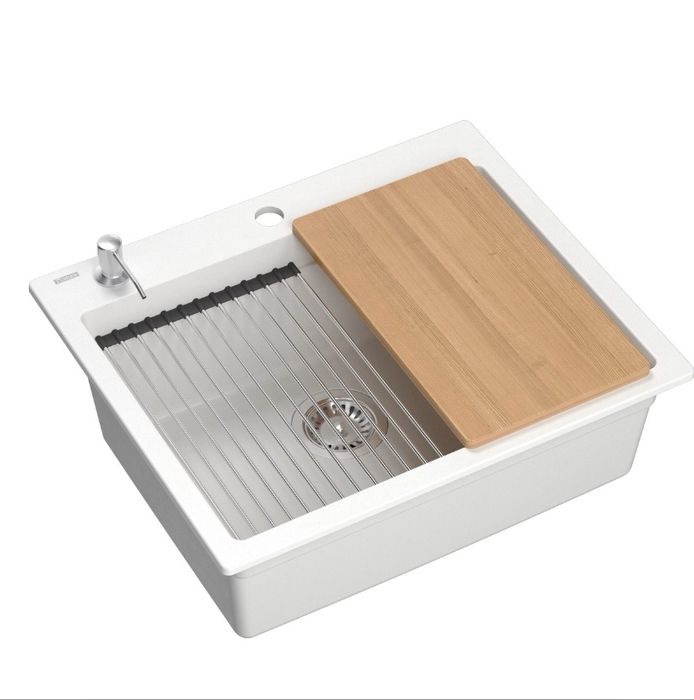 Quadron KURT 110 kuchenny zlewozmywak granitowy BIAŁY