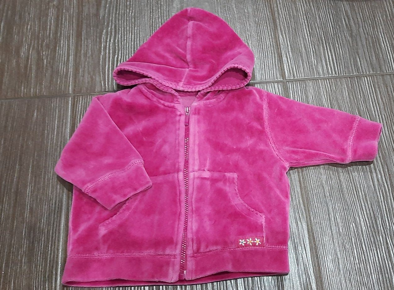 Bluza dres welur welurowa Mothercare 0-3 62 68 fuksja miła jak polarek
