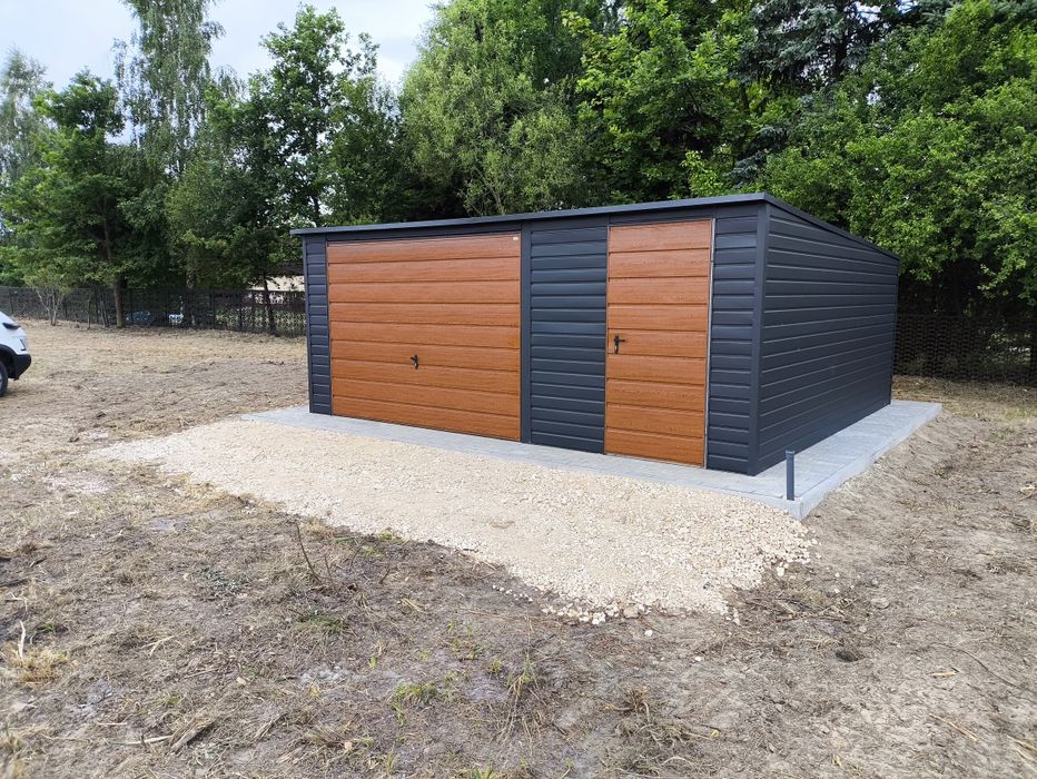 Garaż 5.5x5 Antracyt,złoty dąb profil zamknięty ocynkowany JASTAL