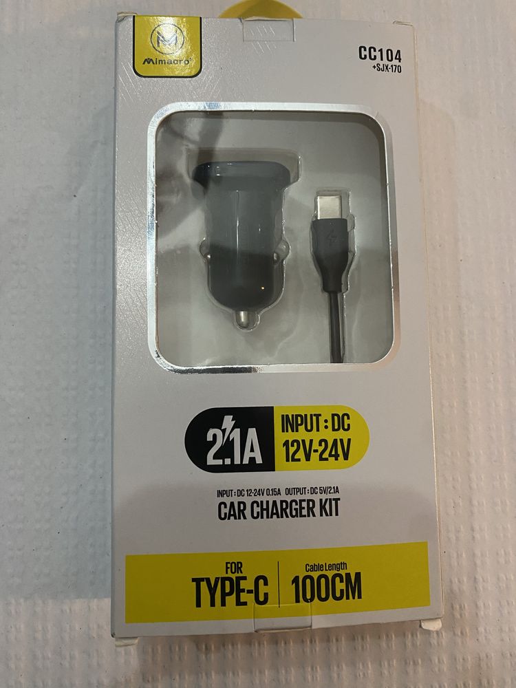 Carregador de isqueiro do carro com cabo Usb C NOVO Nunca Utilizado