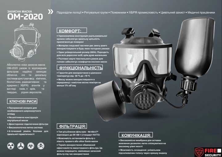 Протигаз Gumarny Zubri ОМ-2020 захисна маска берці талани тор д лова