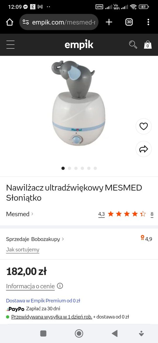 Nawilżacz powietrza ultradźwiękowy Mesmed