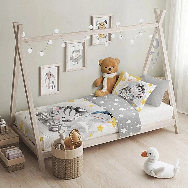 Komplet pościeli BAWEŁNIANEJ 100x135 poszewka 40x60 dla dzieci PRZYTUL