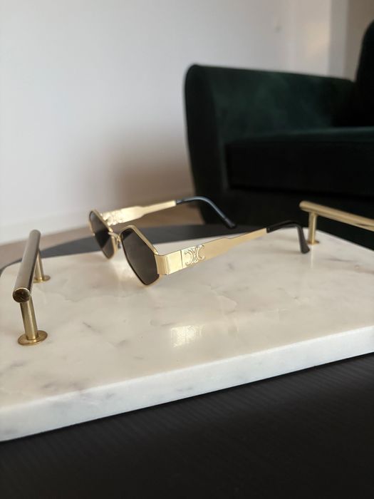 Okulary złote romby wielokąty jak Celine old money