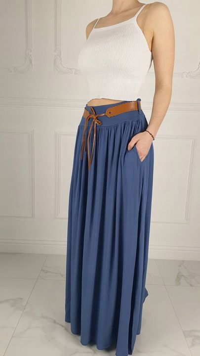 Zwiewna Długa Spódnica Maxi Do Kostek Boho Damska