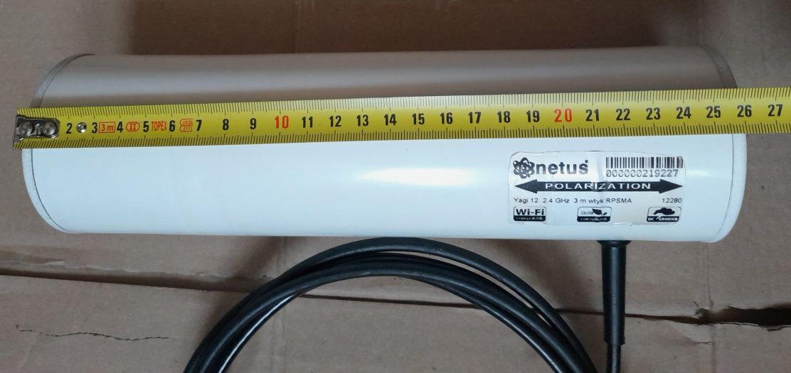 Antena wi-fi 2,4 GHz Netus kierunkowa YAGI 12dbi z kablem 3m wtyk RSMA