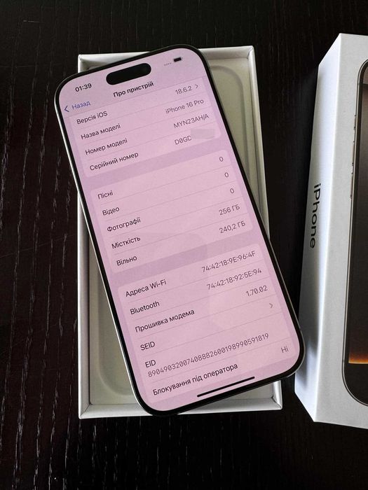 999$ Європа Ідеал Apple iPhone 16 Pro 256gb 96% Neverlock Гарантія