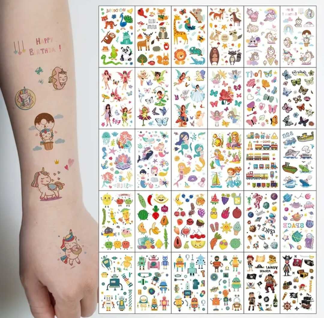 Tatuaże dziecięce MIX WZORÓW 15 arkuszy!