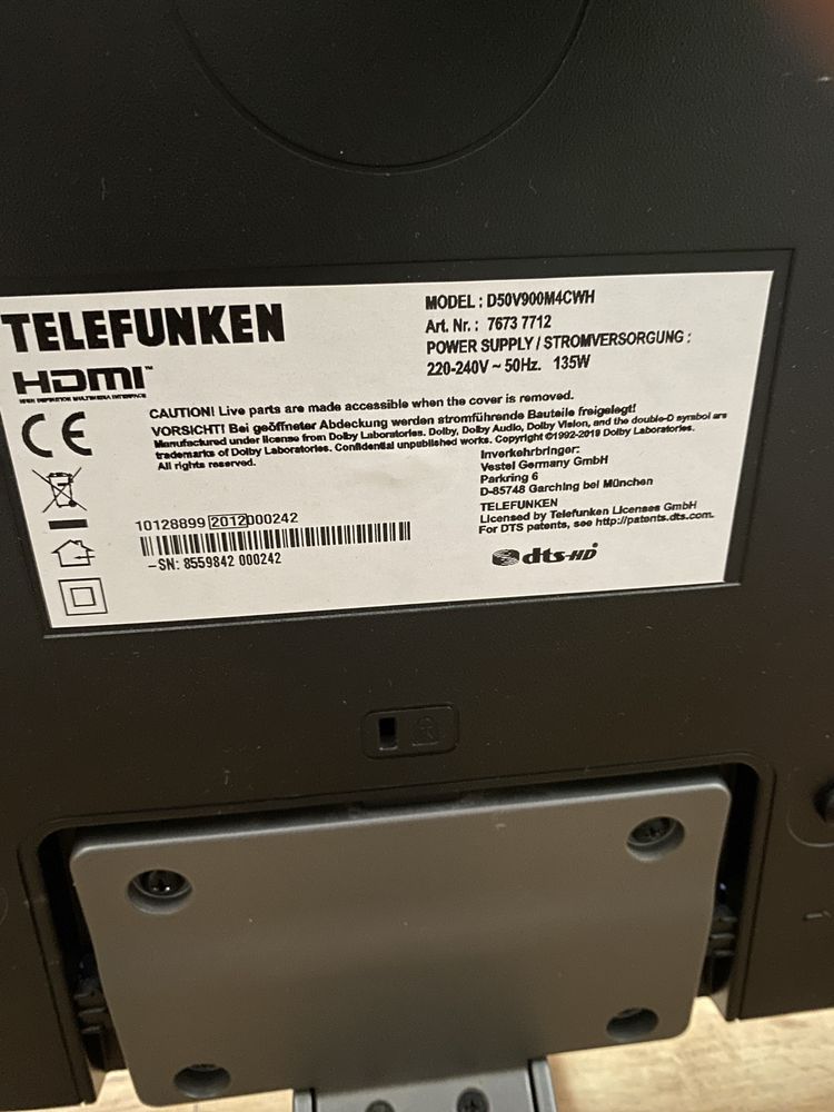 Telewizor Telefunken 50ʼʼ cali Smart tv, Wi-fi 4K Ultra UHD