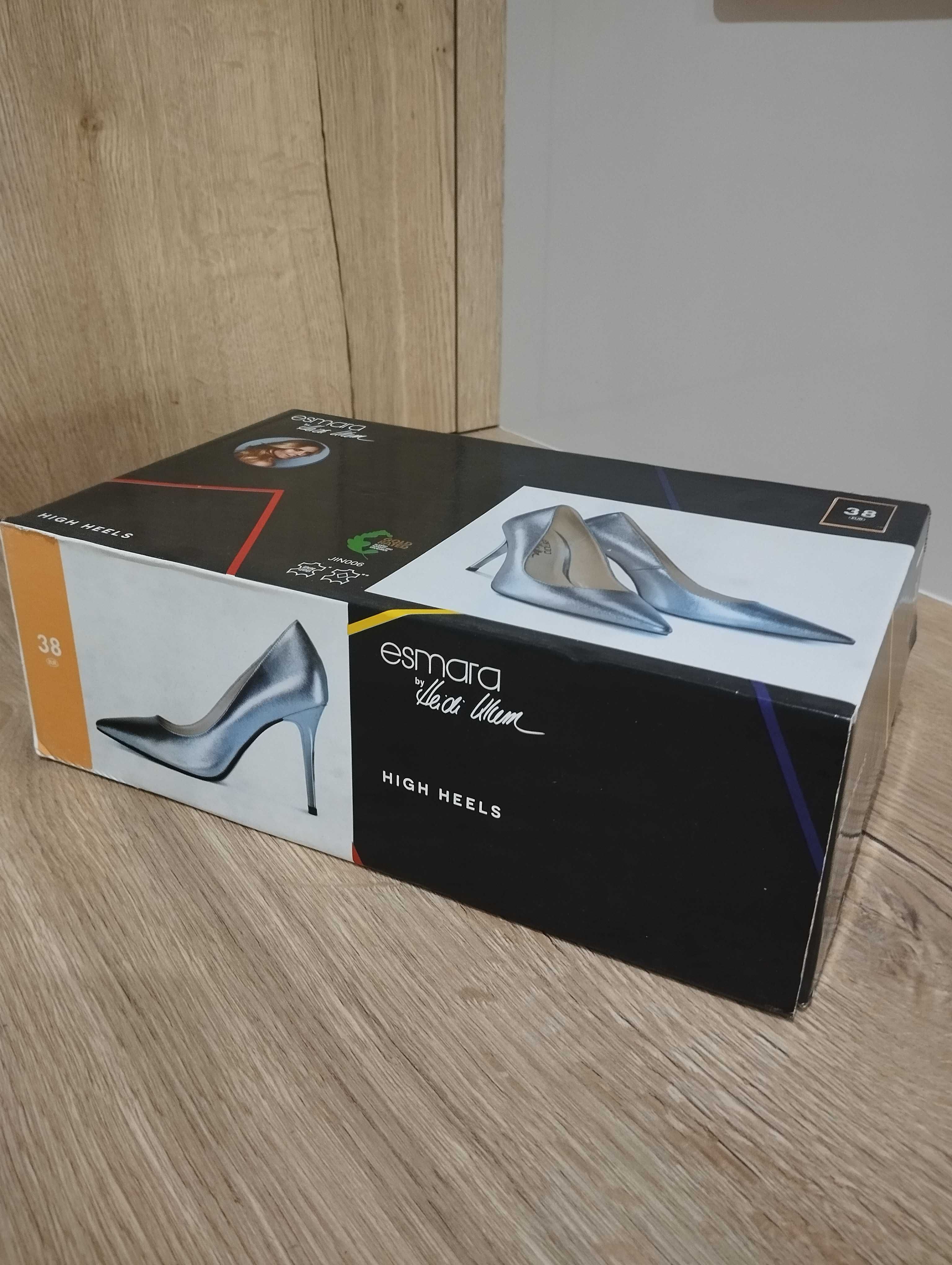 NOWE buty, szpilki srebrne 38