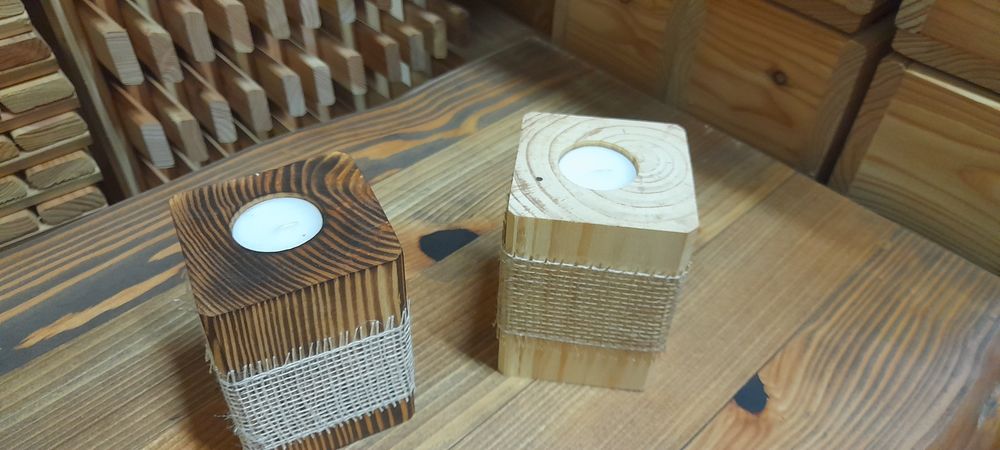 Świecznik, świeca drewniana